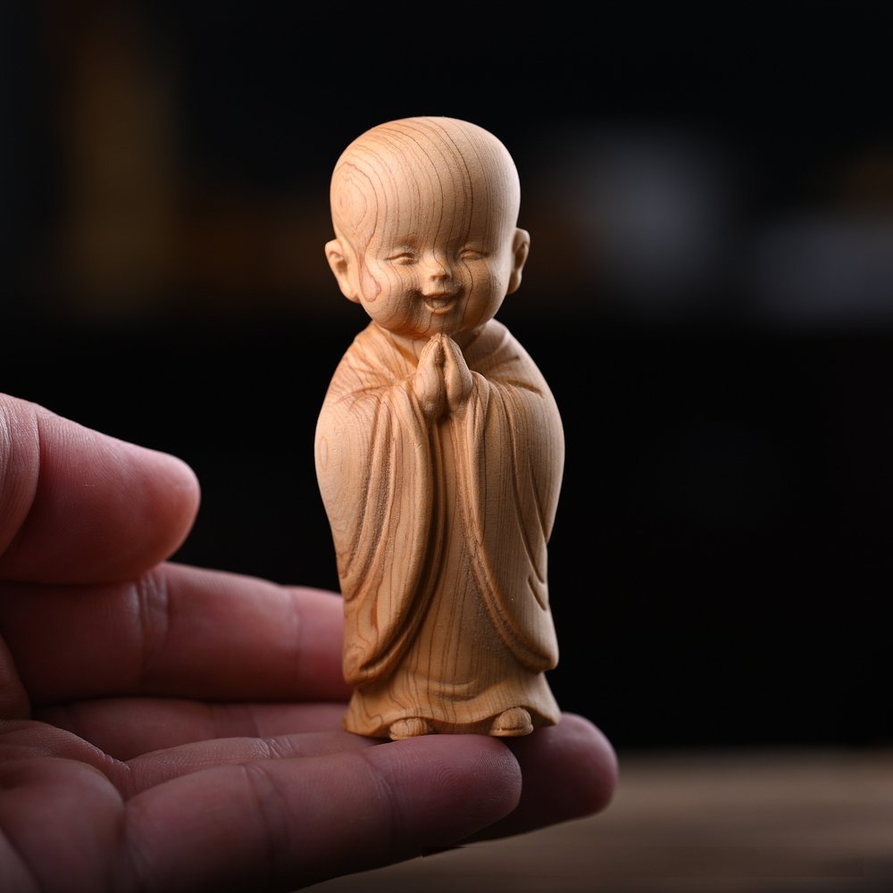 木雕小沙弥摆件·合十 详情图4