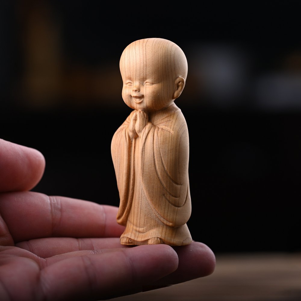 木雕小沙弥摆件·合十 详情图6