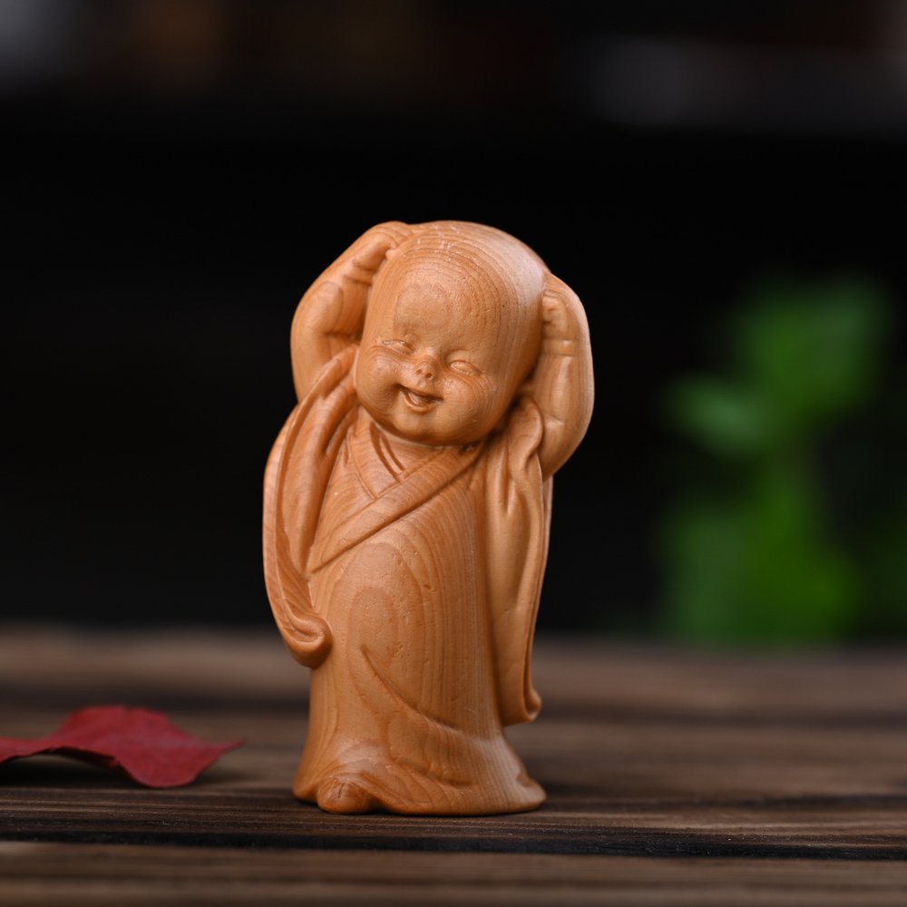 木雕小沙弥摆件·合十 详情图9