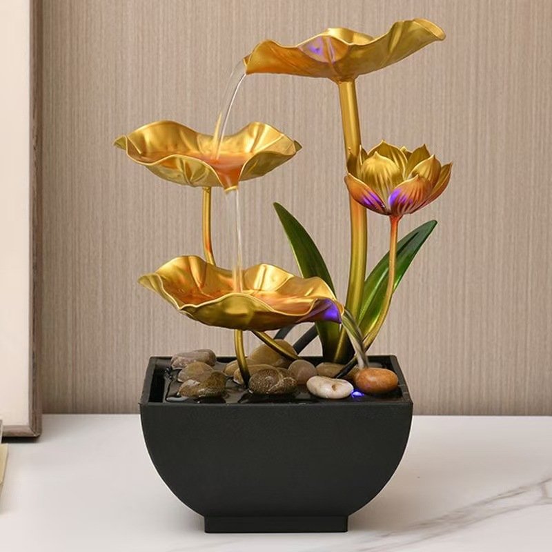 莲花流水摆件·荷气生财